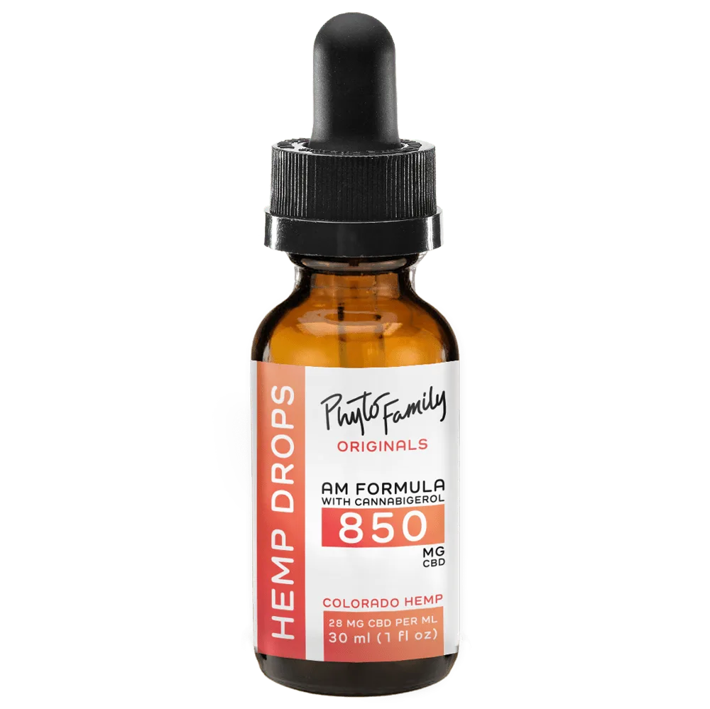 PhytoFamily Originals AM Drops With Cannabigerol - Full Spectrum CBD CBG Drops - 850mg CBD