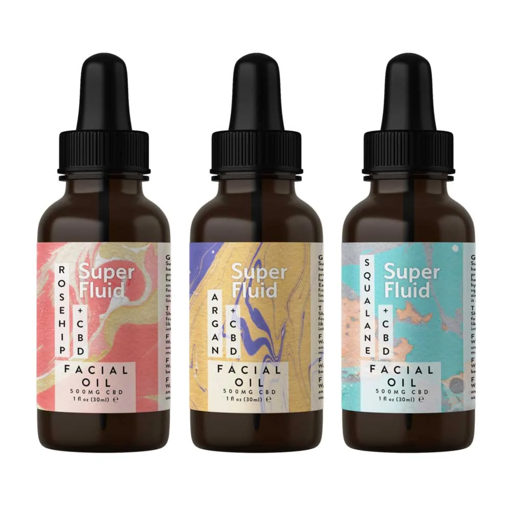 SuperFluid CBD Facial Oil Sampler Pack (30% Off) - Contains 3 Full-Size Bottles (500mg 30ml)